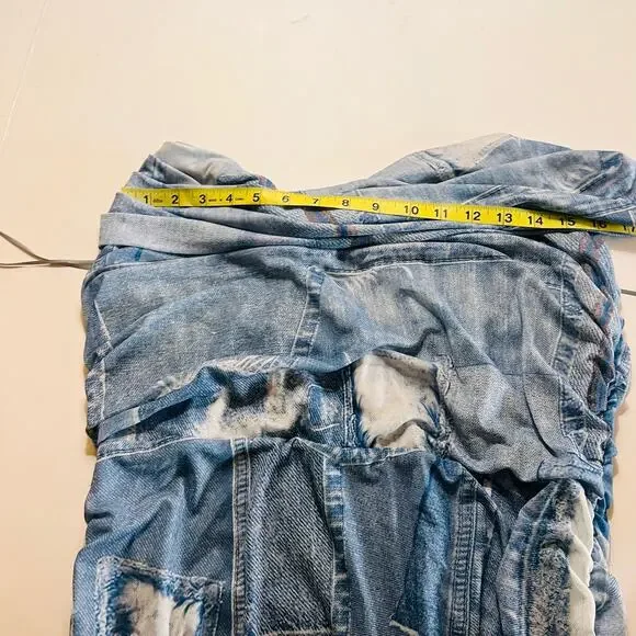 Fashion Nova Alexis Mesh Strapless Maxi Dress Size 3X NWT Blue Combo - Picture 7 of 9